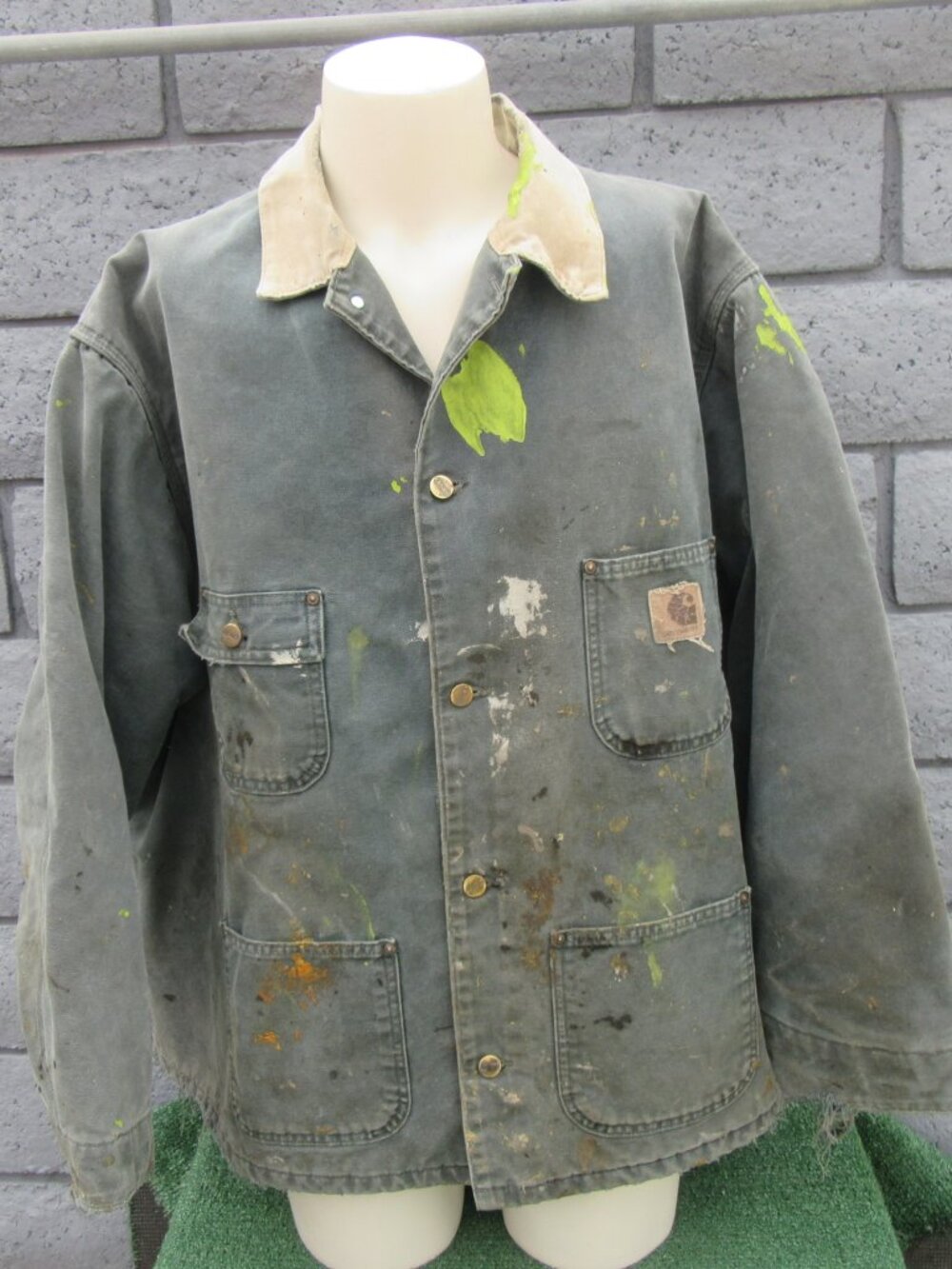 Vintage Carhartt Blanket Lined Chore Coat Jacket Green Men's Size XXL DISTRESSED